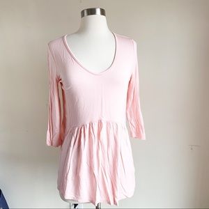 7th Ray Pink 3/4 Sleeve Peplum top